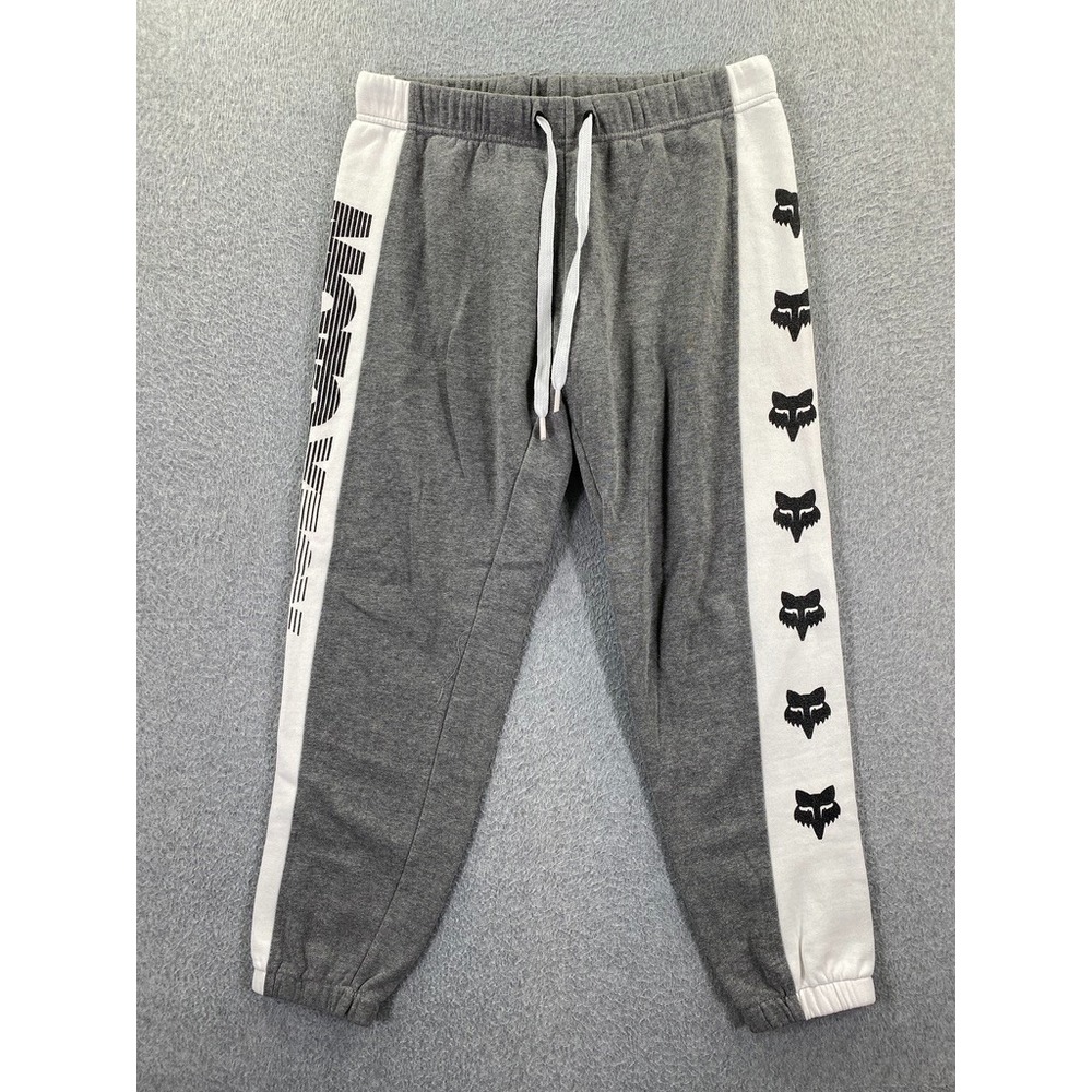 Fox Racing Joggers Mens M Gray Elastic Waist Tapered Sweatpants Logo Motorcross
